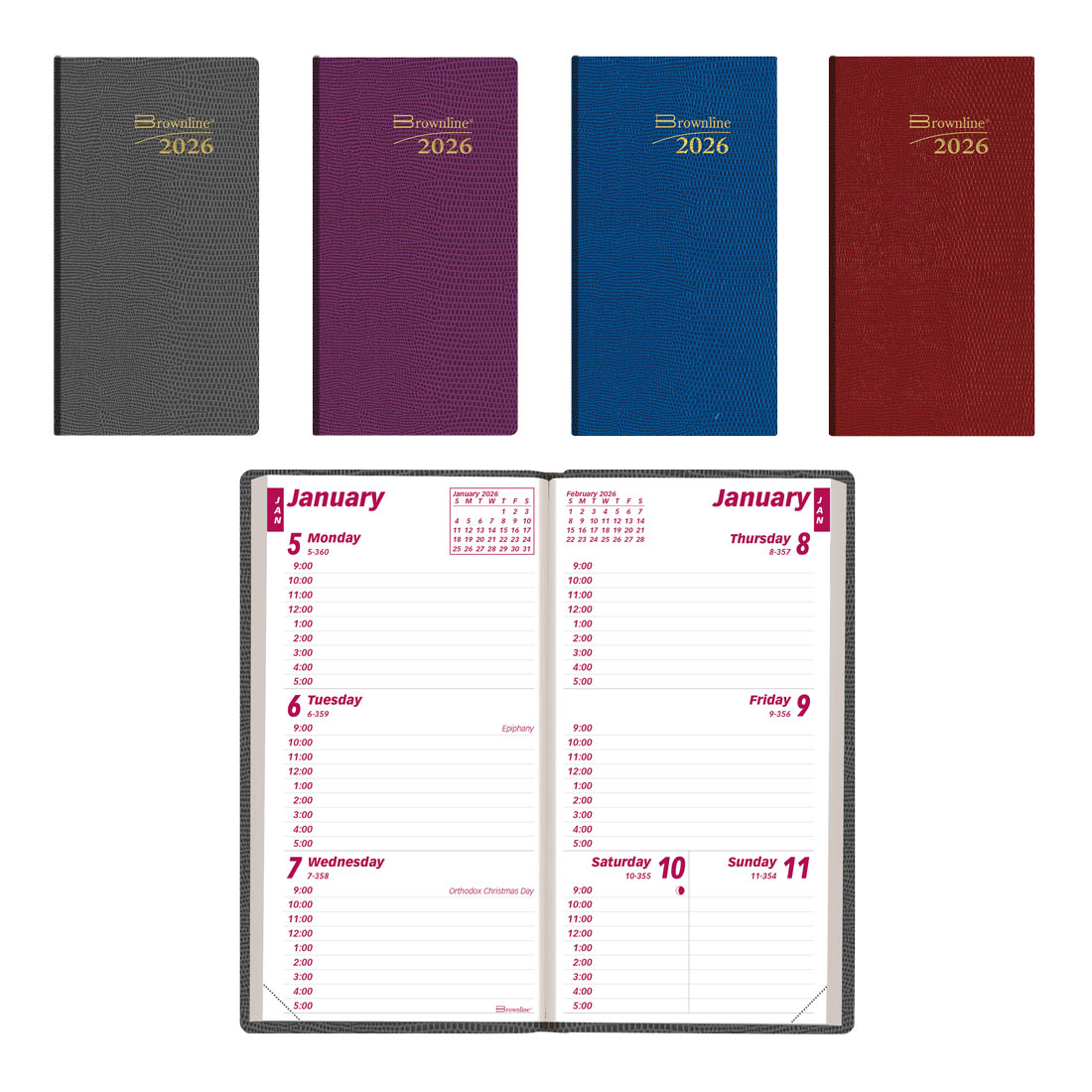 Brownline Weekly Pocket Planner, Assorted Colors, 2026 CB403.ASX-26