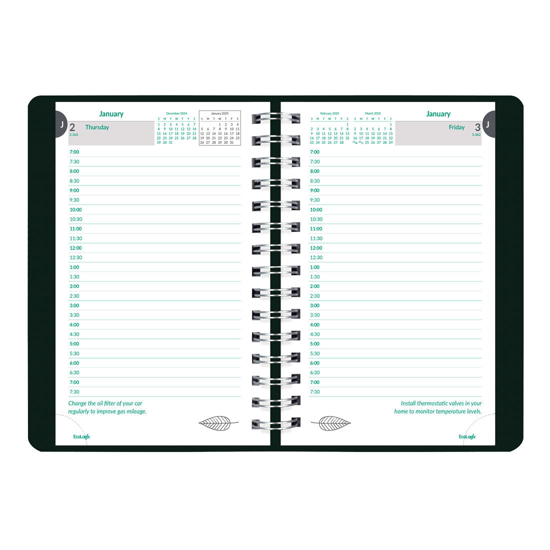 EcoLogix Daily Planner 2025, Black, CB410W.BLK
