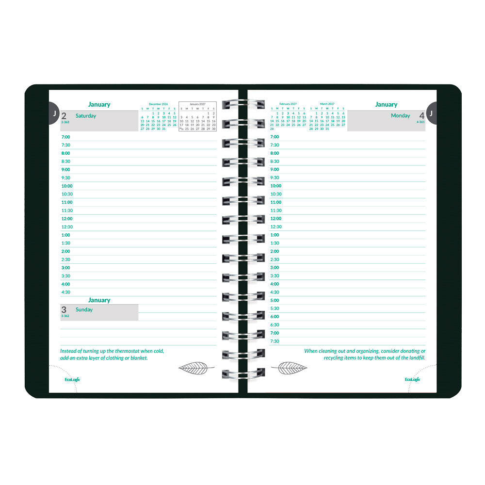 EcoLogix® Daily Appointment Book, 2027, Black CB410W.BLK-27 Brownline