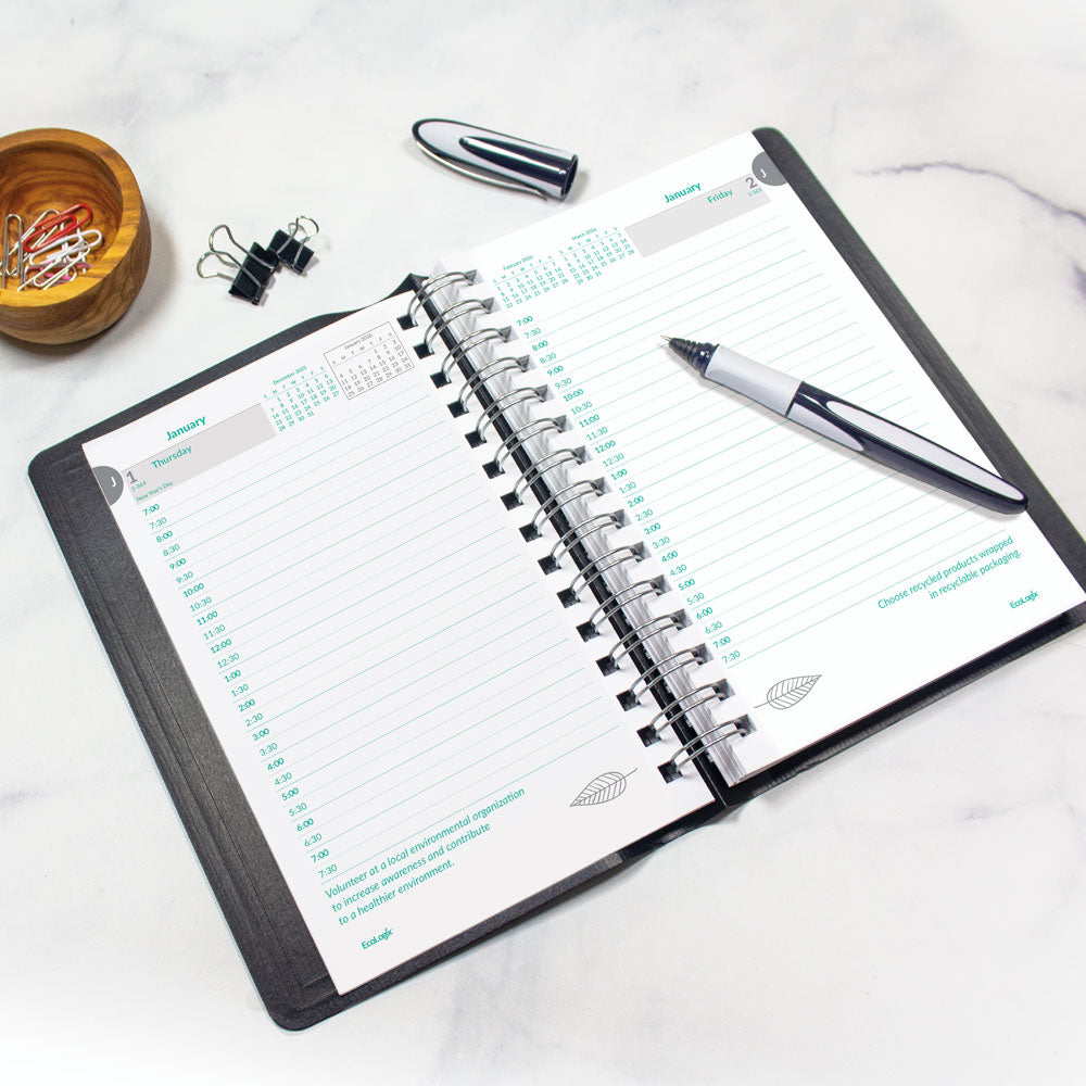 EcoLogix® Daily Appointment Book, 2027, Black CB410W.BLK-27 Brownline