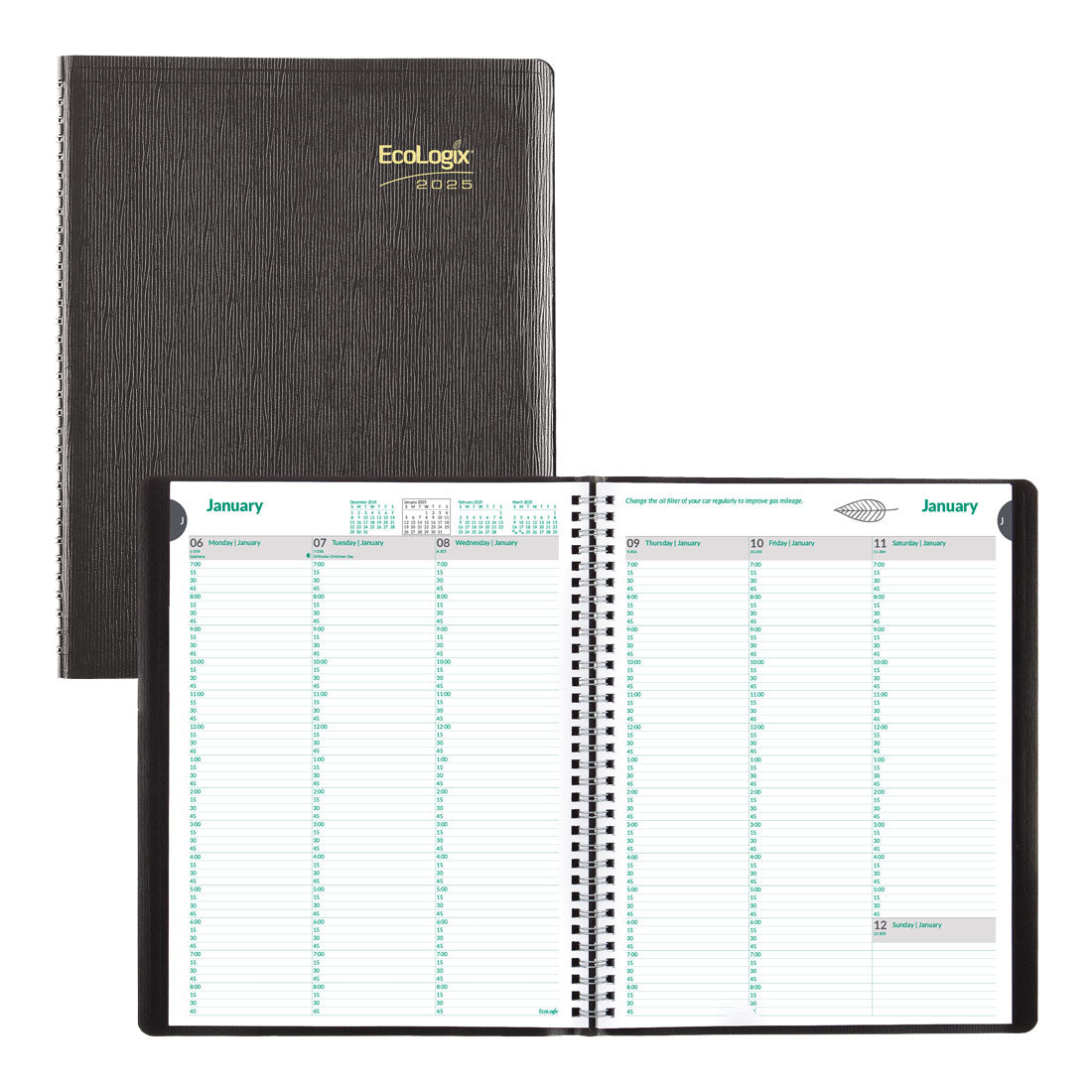 EcoLogix Weekly Planner 2025, Black, CB425W.BLK