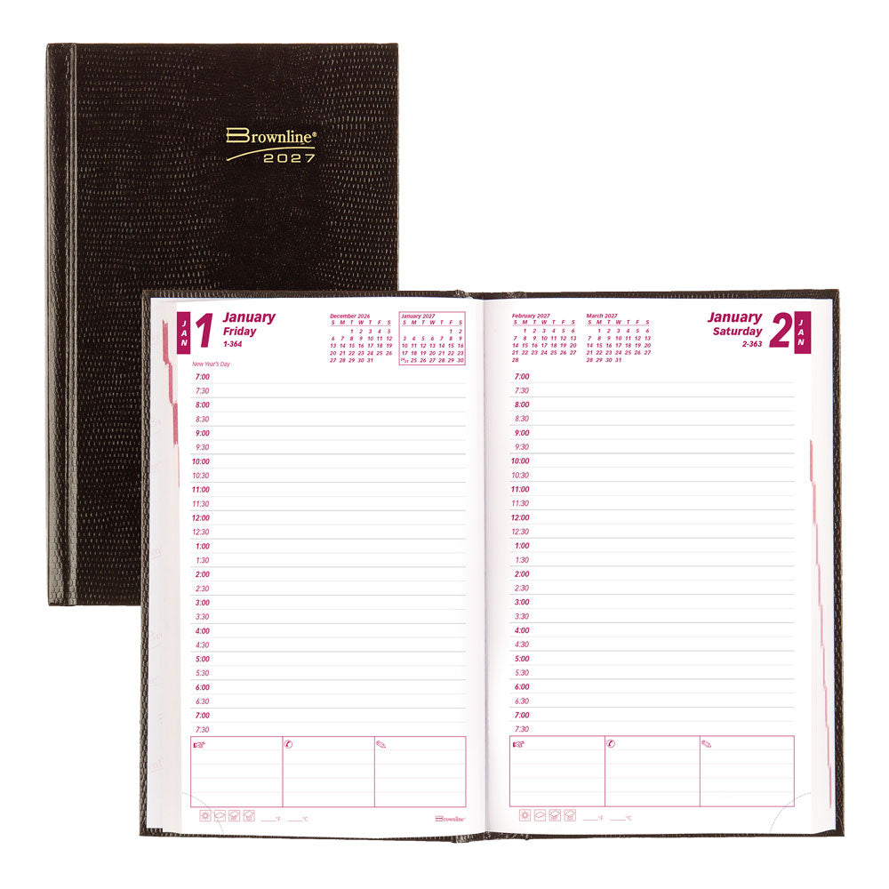 Traditional Daily/Monthly Appointment Book, 2027, Black CB634.BLK-27 Brownline