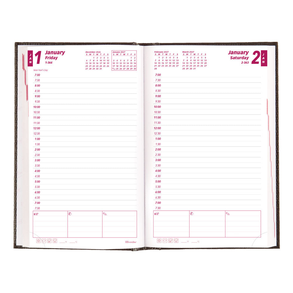 Traditional Daily/Monthly Appointment Book, 2027, Black CB634.BLK-27 Brownline