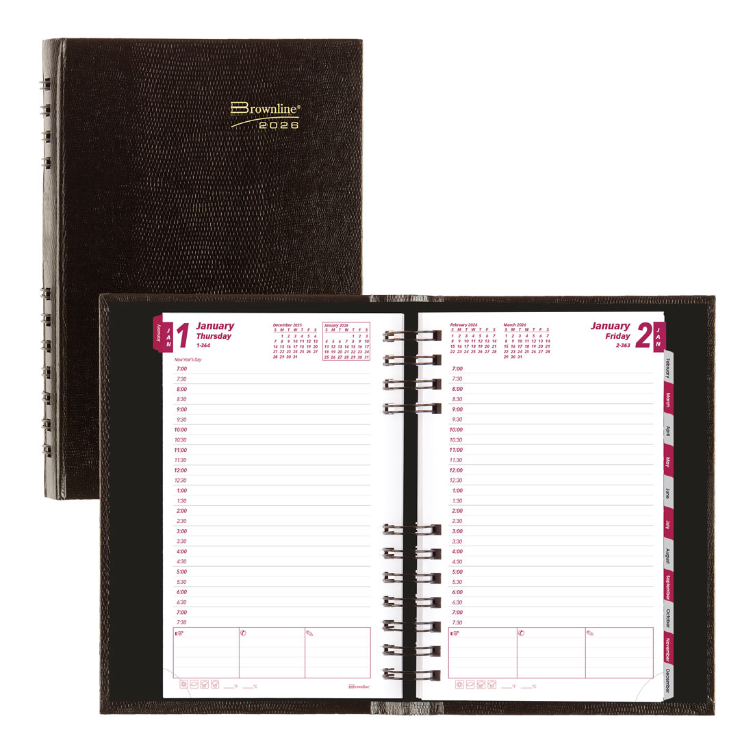 Brownline CoilPro™ Daily Appointment Planner, Black, 2026 CB634C.BLK-26