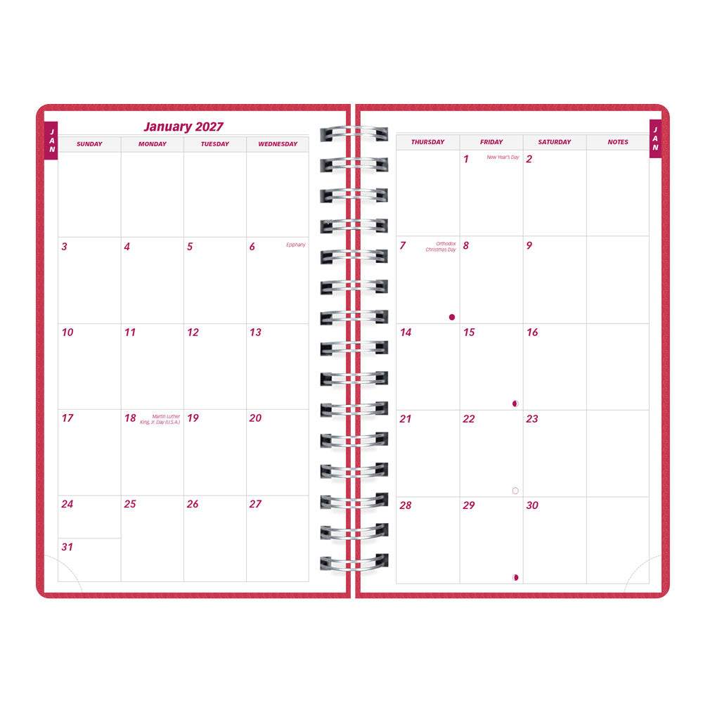 DuraFlex Daily/Monthly Appointment Book, 2027 Raspberry CB634V.RAS-27 Brownline#color_raspberry
