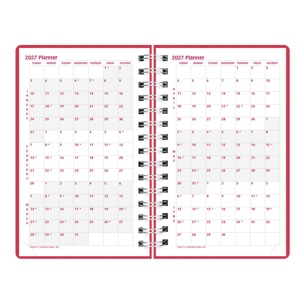 DuraFlex Daily/Monthly Appointment Book, 2027 Raspberry CB634V.RAS-27 Brownline#color_raspberry