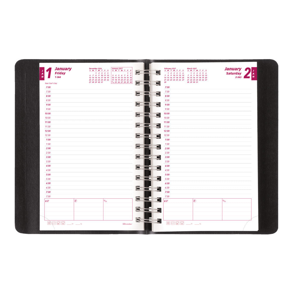 PlannerPlus™ Daily/Monthly Appointment Book, 2027, Black CB634WN.BLK-27 Brownline