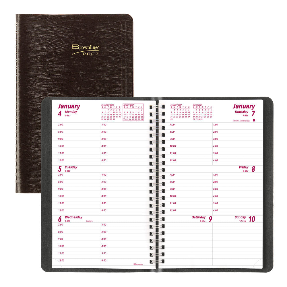 Essential Weekly Appointment Book, 2027, Black CB75.BLK-27 Brownline