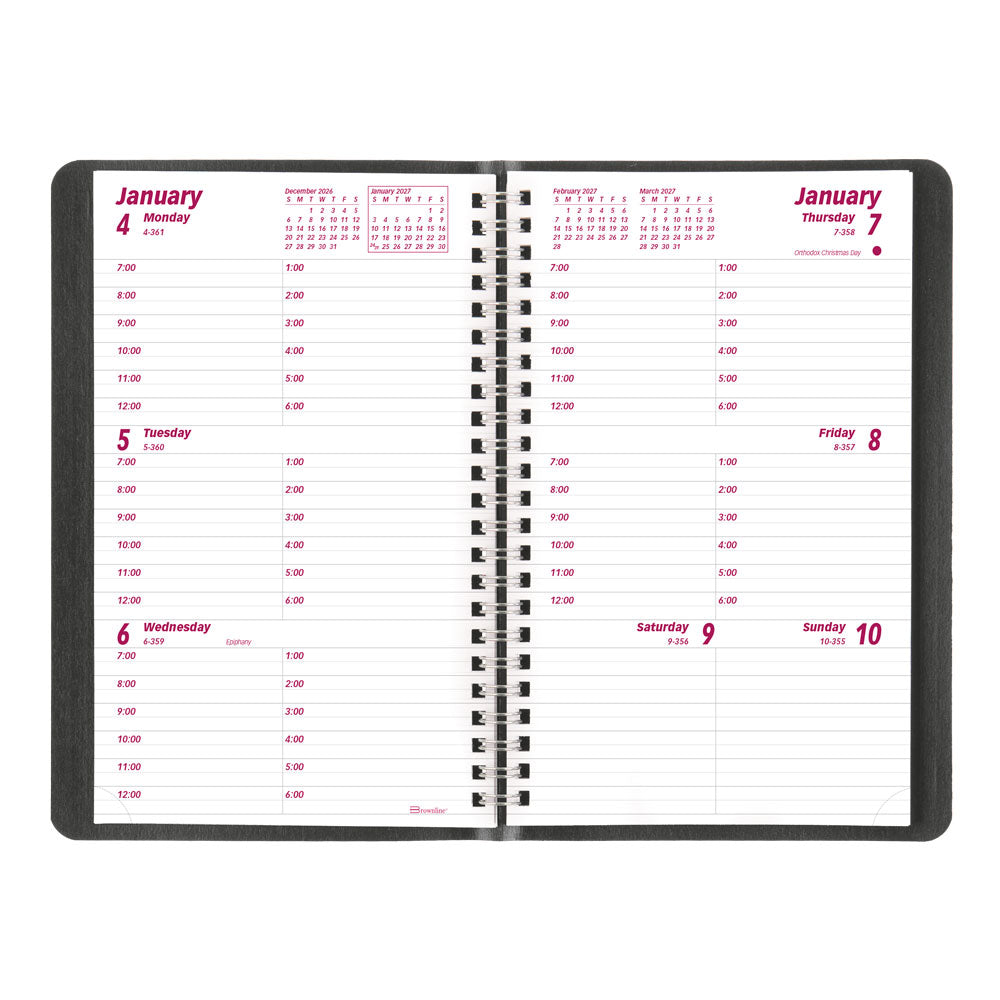 Essential Weekly Appointment Book, 2027, Black CB75.BLK-27 Brownline