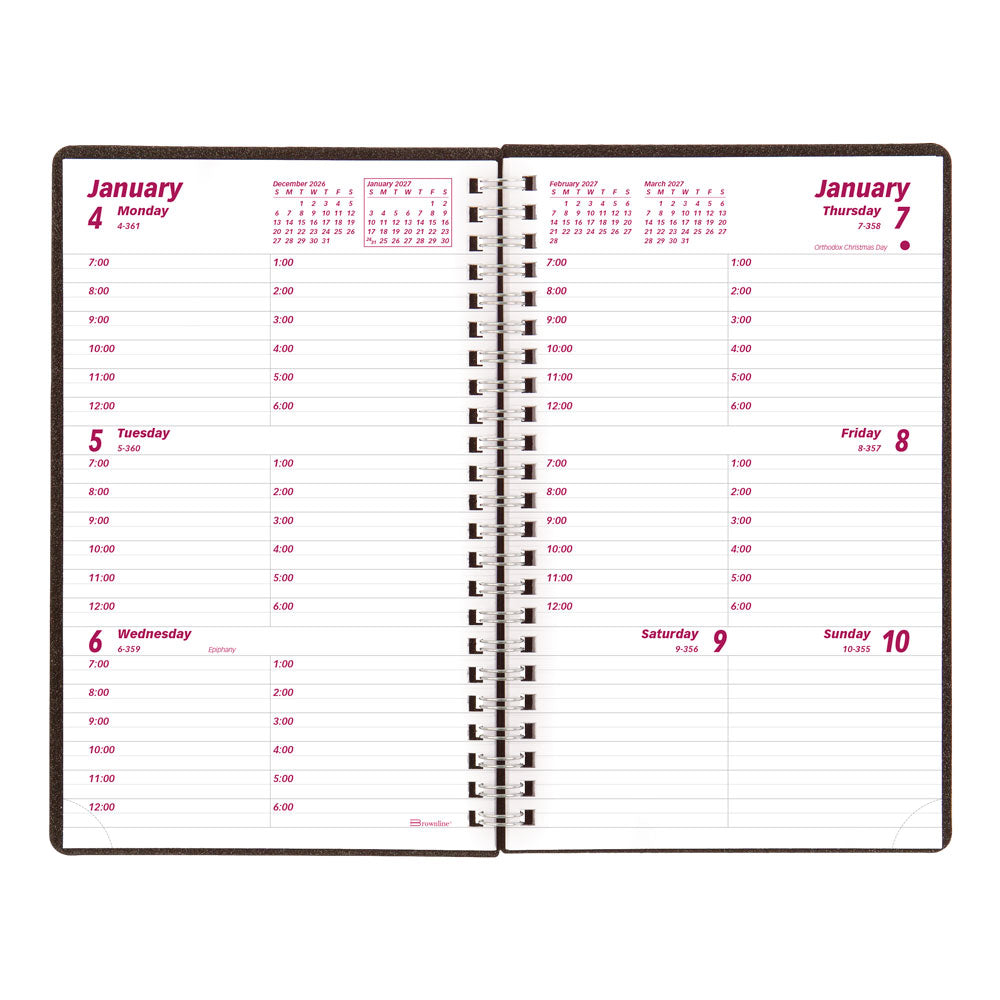 DuraFlex Weekly Appointment Book, 2027, Black CB75V.BLK-27 Brownline
