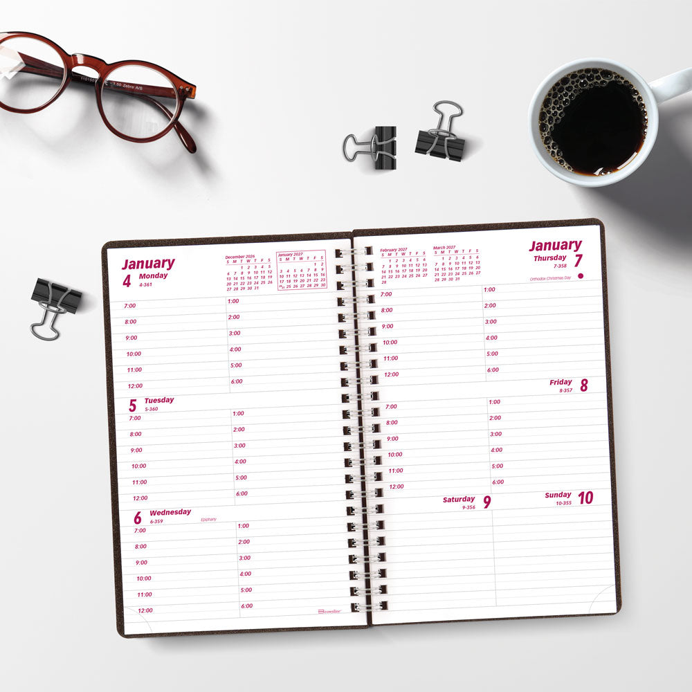 DuraFlex Weekly Appointment Book, 2027, Black CB75V.BLK-27 Brownline