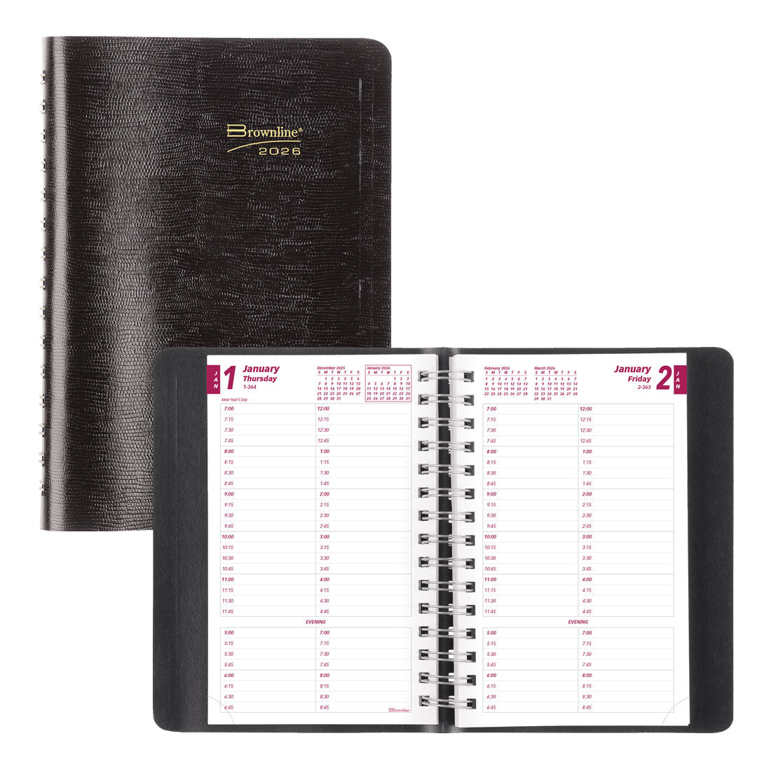 Blueline Essential Daily Planner, Black, 2026 CB800.BLK-26