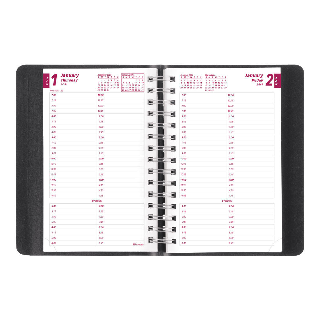 Brownline Essential Daily Planner, Black, 2026 CB800.BLK-26