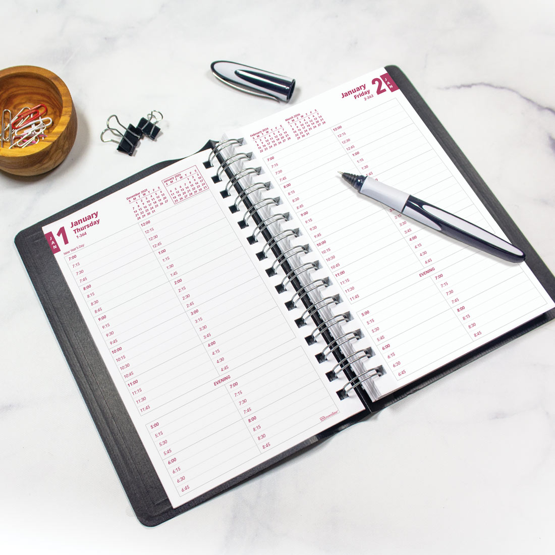 Brownline Essential Daily Planner, Black, 2026 CB800.BLK-26