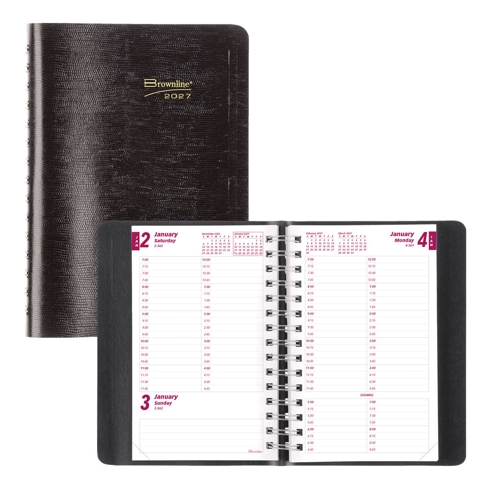 Essential Daily Appointment Book, 2027, Black CB800.BLK-27 Brownline