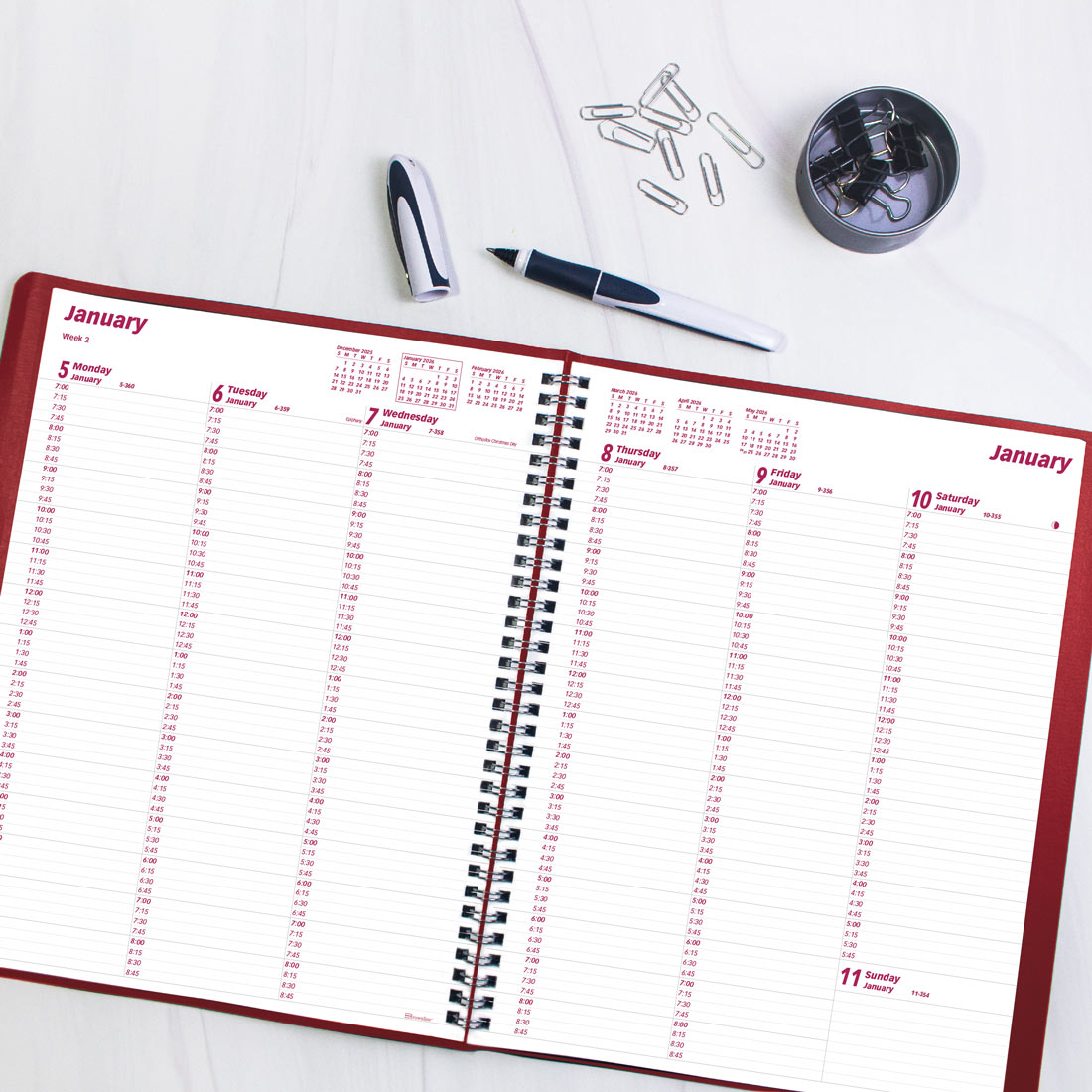 Brownline Essential Weekly Appointment Book, 2026 CB950.BLK-26, CB950.BLU-26, CB950.RED-26 #color_red