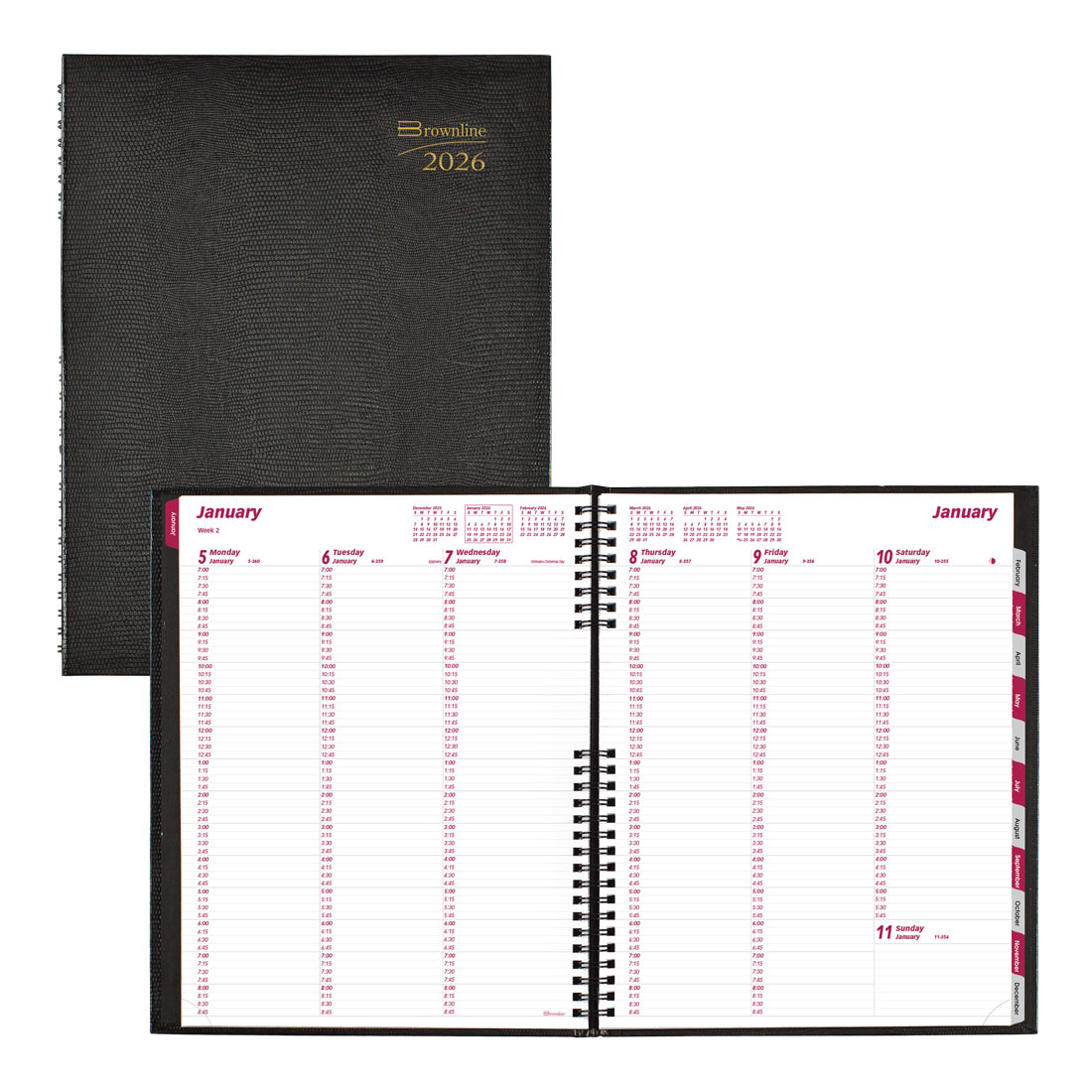 Brownline CoilPro™ Weekly Appointment Book, 2026 CB950C.BLK-26, CB950C.RED-26 #color_black