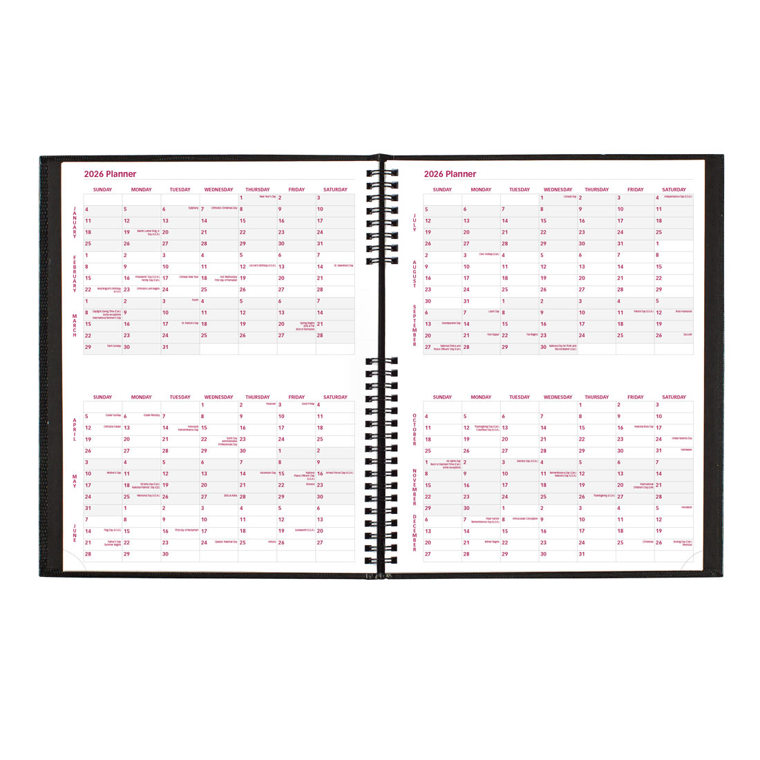 Brownline CoilPro™ Weekly Appointment Book, 2026 CB950C.BLK-26, CB950C.RED-26 #color_black