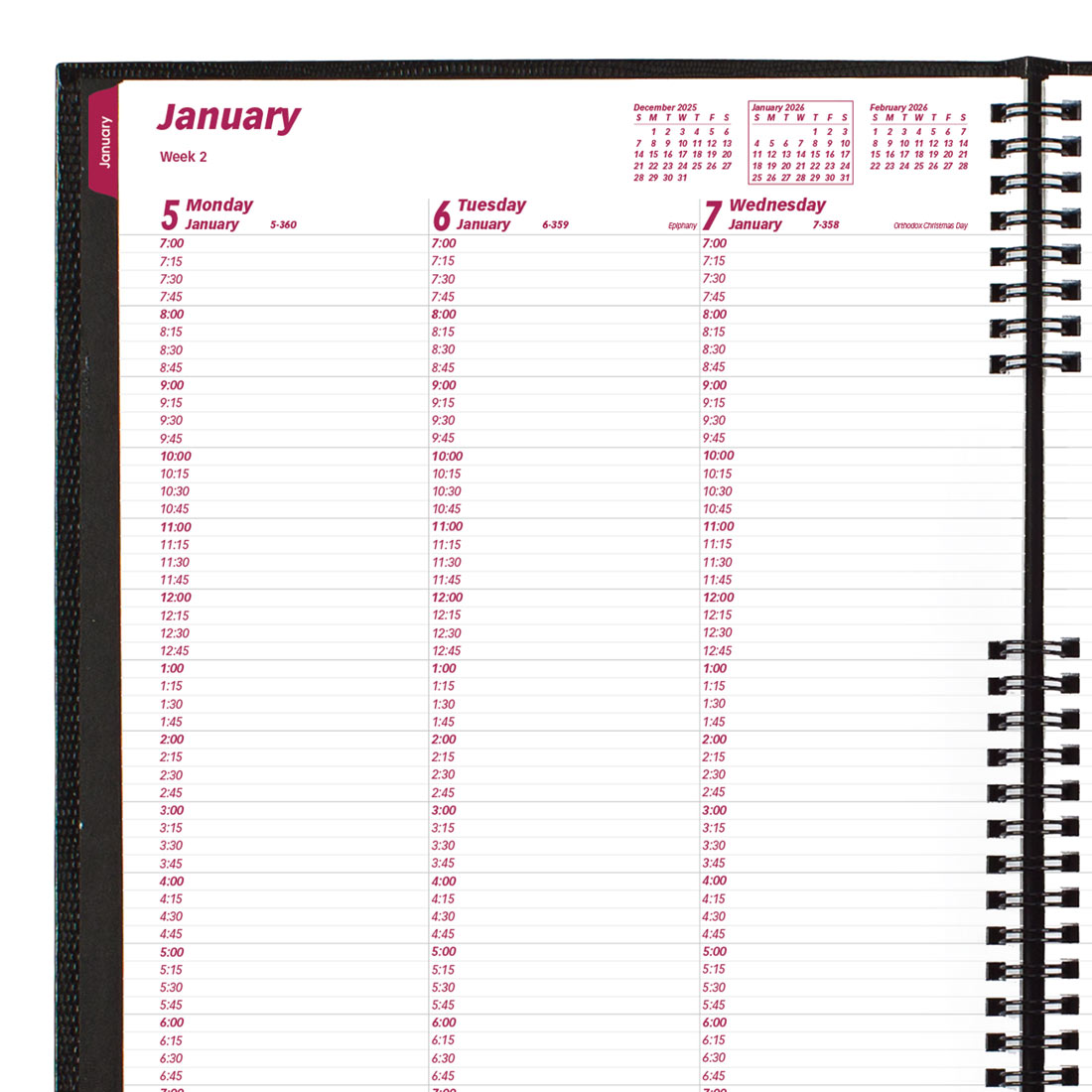 Brownline CoilPro™ Weekly Appointment Book, 2026 CB950C.BLK-26, CB950C.RED-26 #color_black