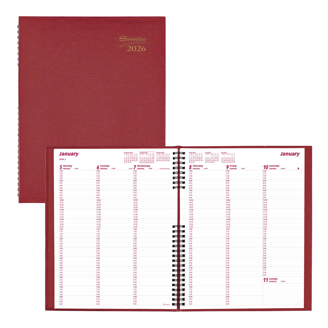 Brownline CoilPro™ Weekly Appointment Book, 2026 CB950C.BLK-26, CB950C.RED-26 #color_red