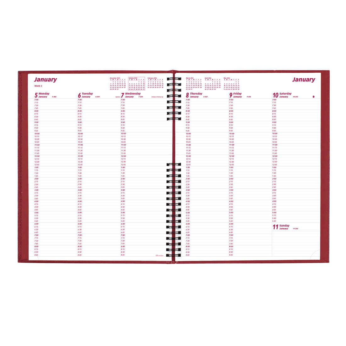 Brownline CoilPro™ Weekly Appointment Book, 2026 CB950C.BLK-26, CB950C.RED-26 #color_red