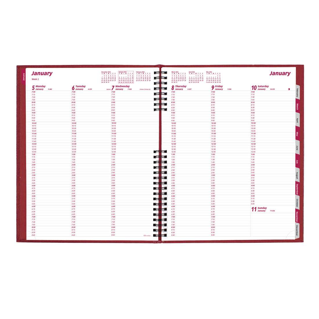 Brownline CoilPro™ Weekly Appointment Book, 2026 CB950C.BLK-26, CB950C.RED-26 #color_red