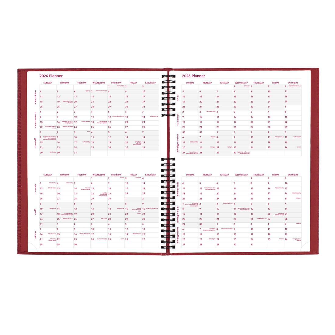 Brownline CoilPro™ Weekly Appointment Book, 2026 CB950C.BLK-26, CB950C.RED-26 #color_red