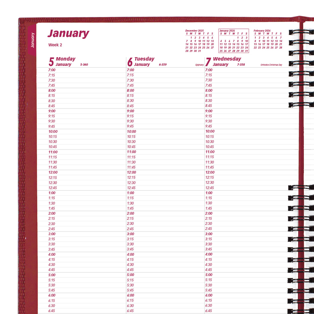 Brownline CoilPro™ Weekly Appointment Book, 2026 CB950C.BLK-26, CB950C.RED-26 #color_red