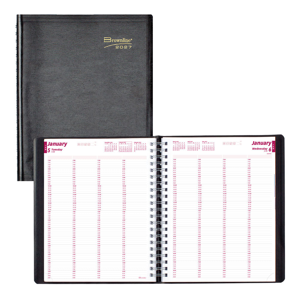 Essential Daily Four-Column Appointment Book, 2027, Black CB960.BLK-27 Brownline