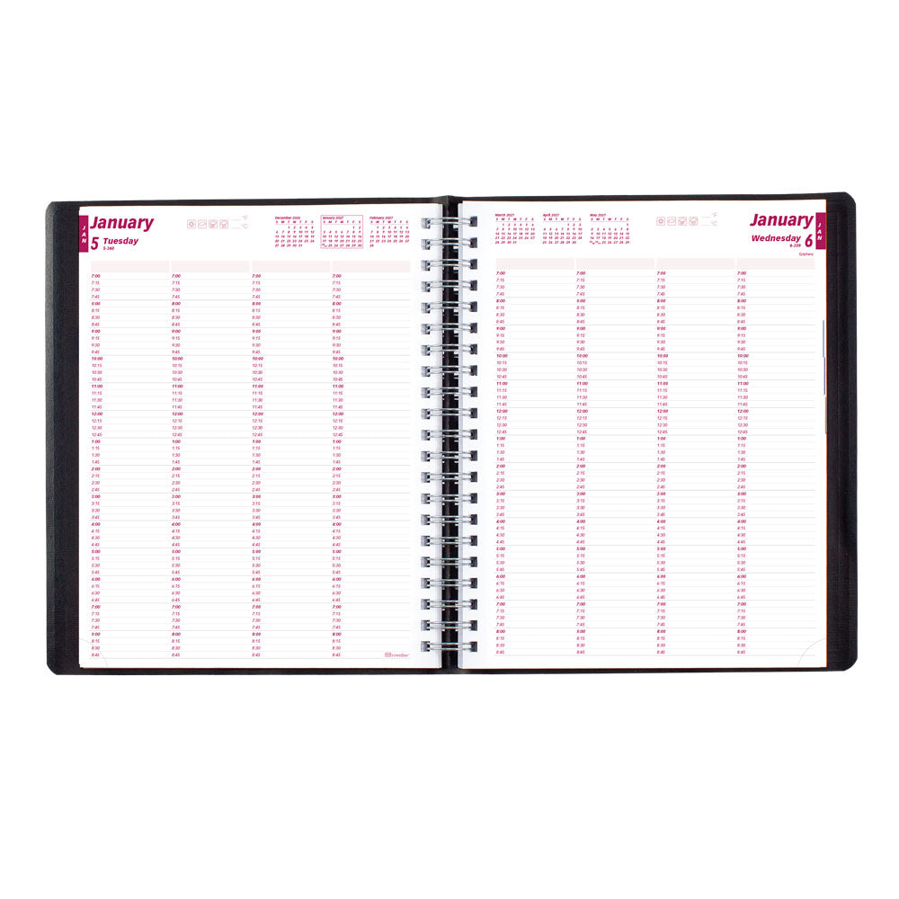 Essential Daily Four-Column Appointment Book, 2027, Black CB960.BLK-27 Brownline