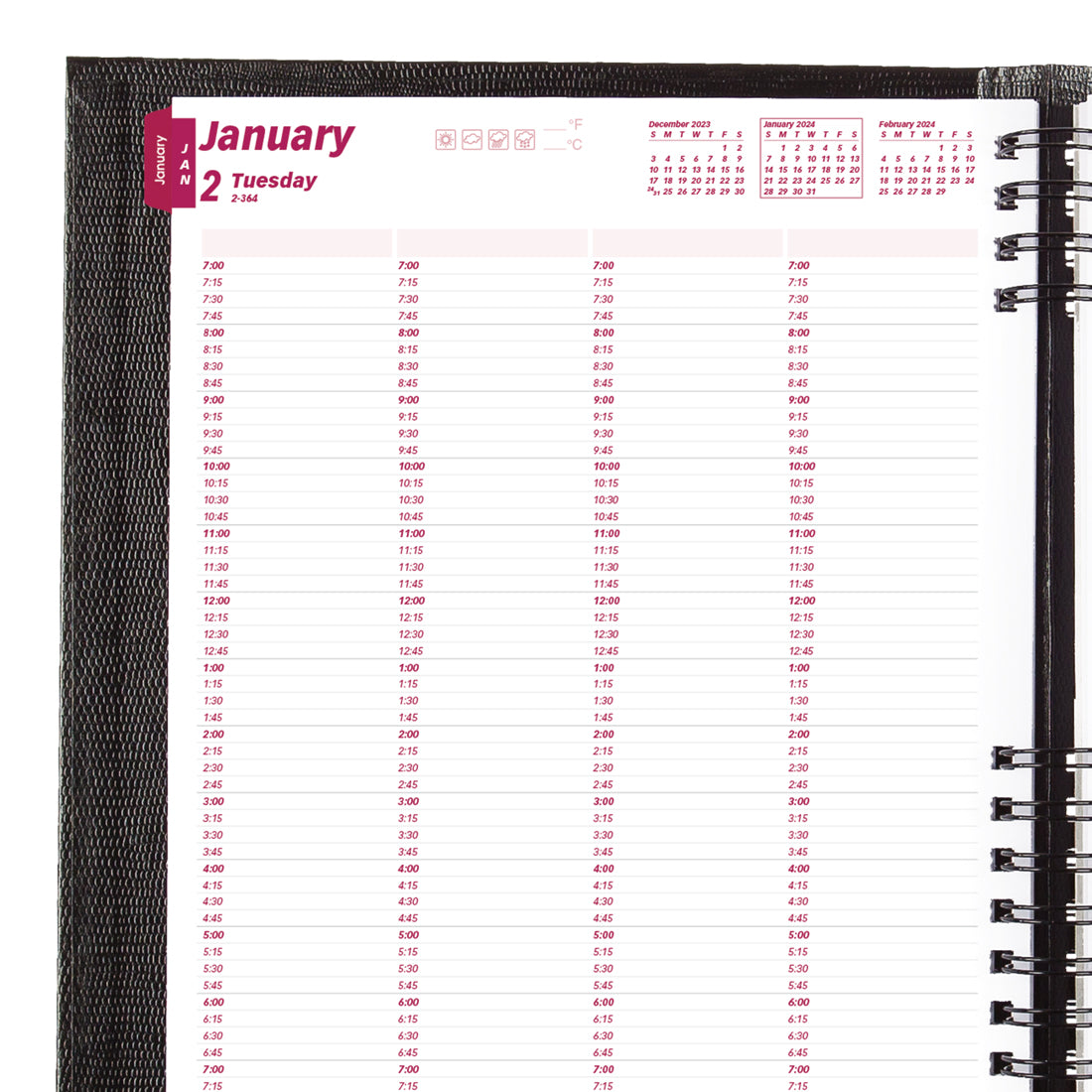 CoilPro 4-Person Daily Appointment Book 2024, Black