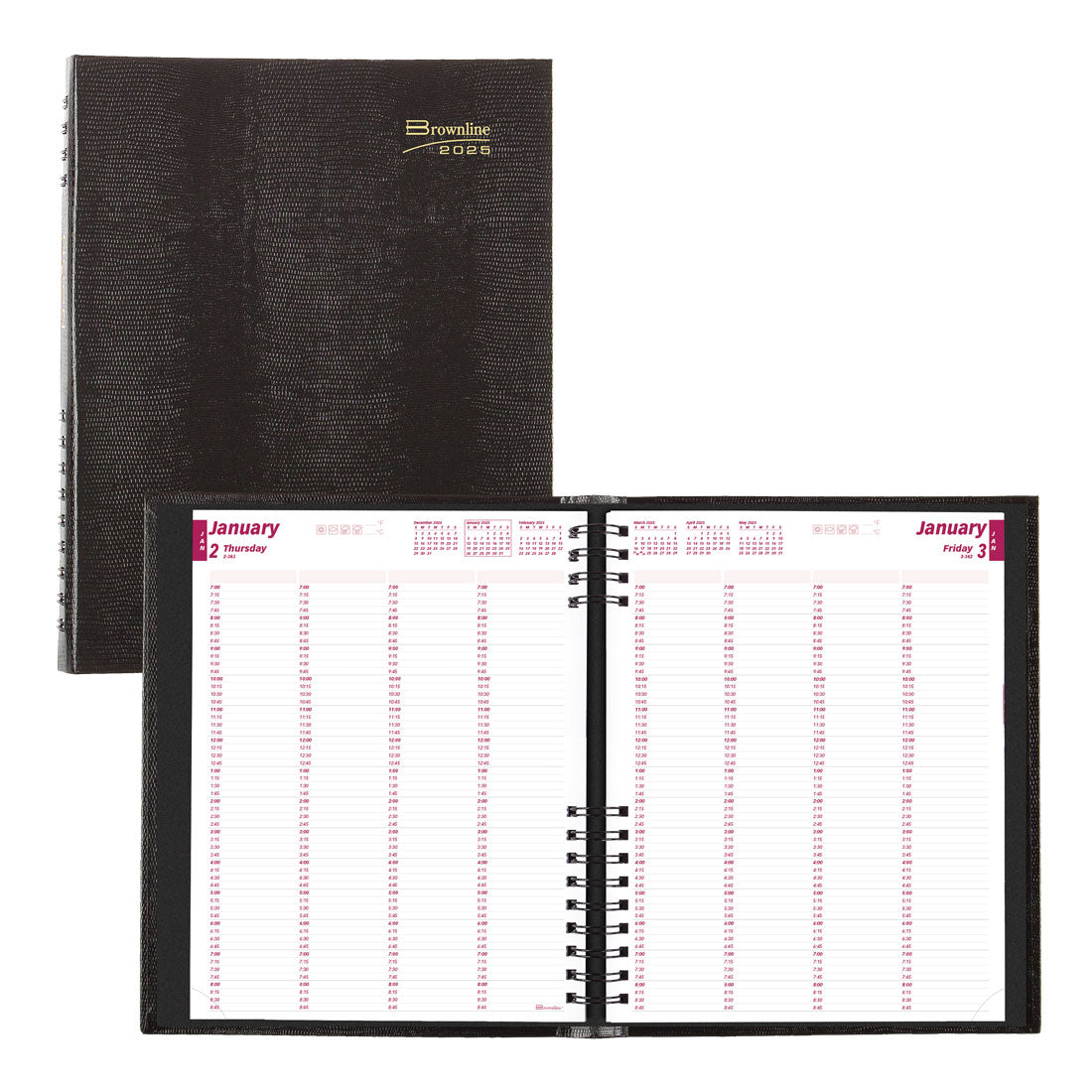 CoilPro 4-Person Daily Appointment Book 2025, English, Black, CB960C.BLK