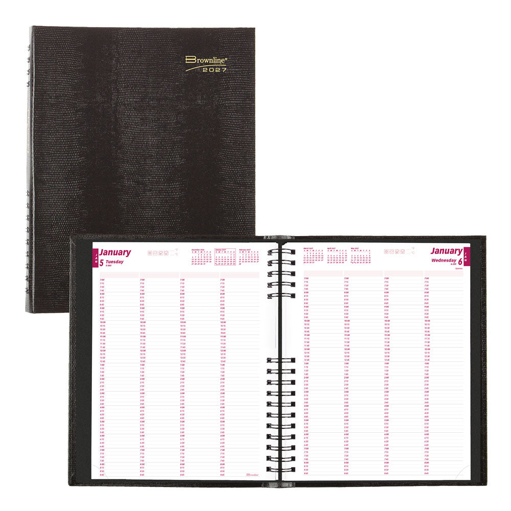 CoilPro™ Daily Four-Column Appointment Book, 2027, Black CB960C.BLK-27 Brownline