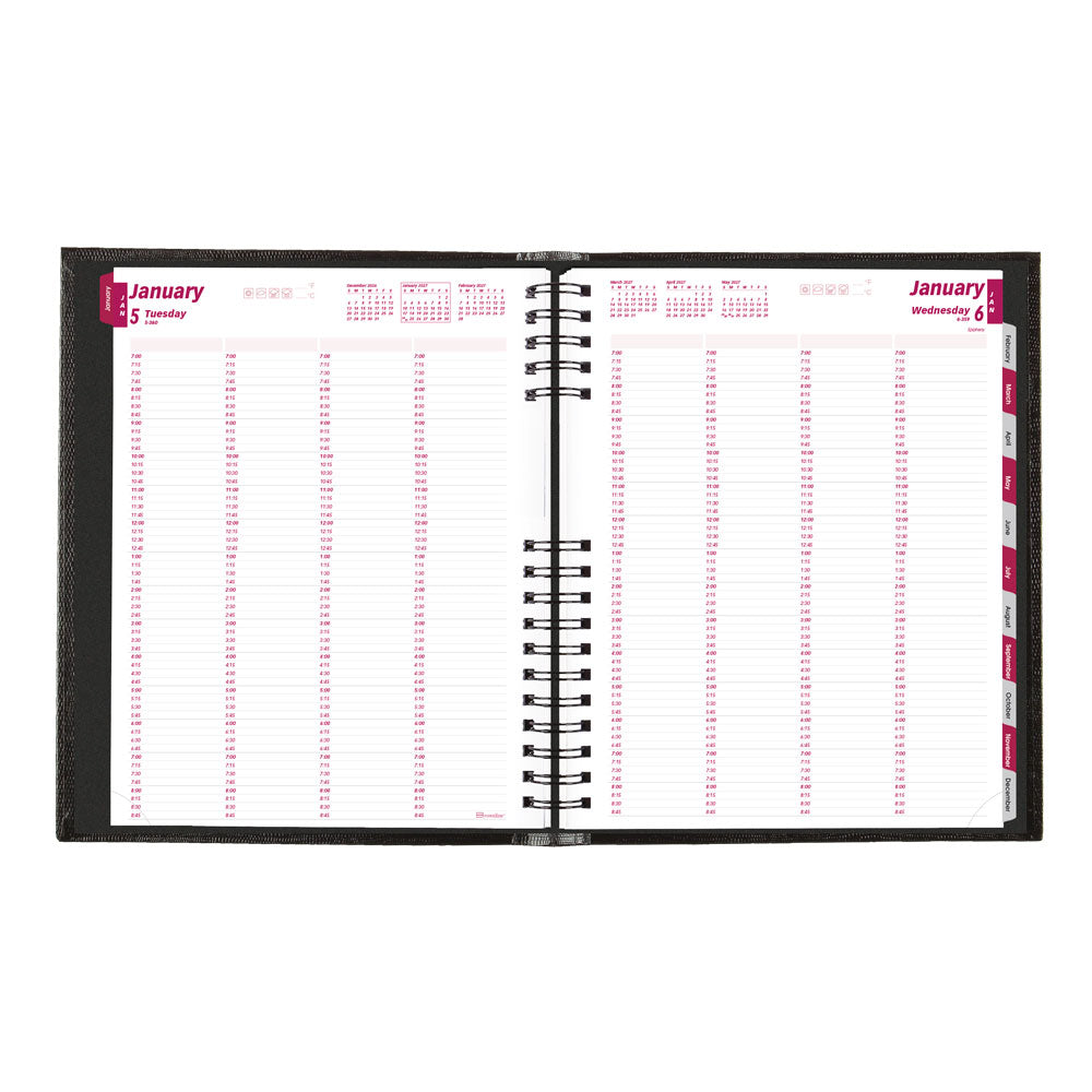 CoilPro™ Daily Four-Column Appointment Book, 2027, Black CB960C.BLK-27 Brownline