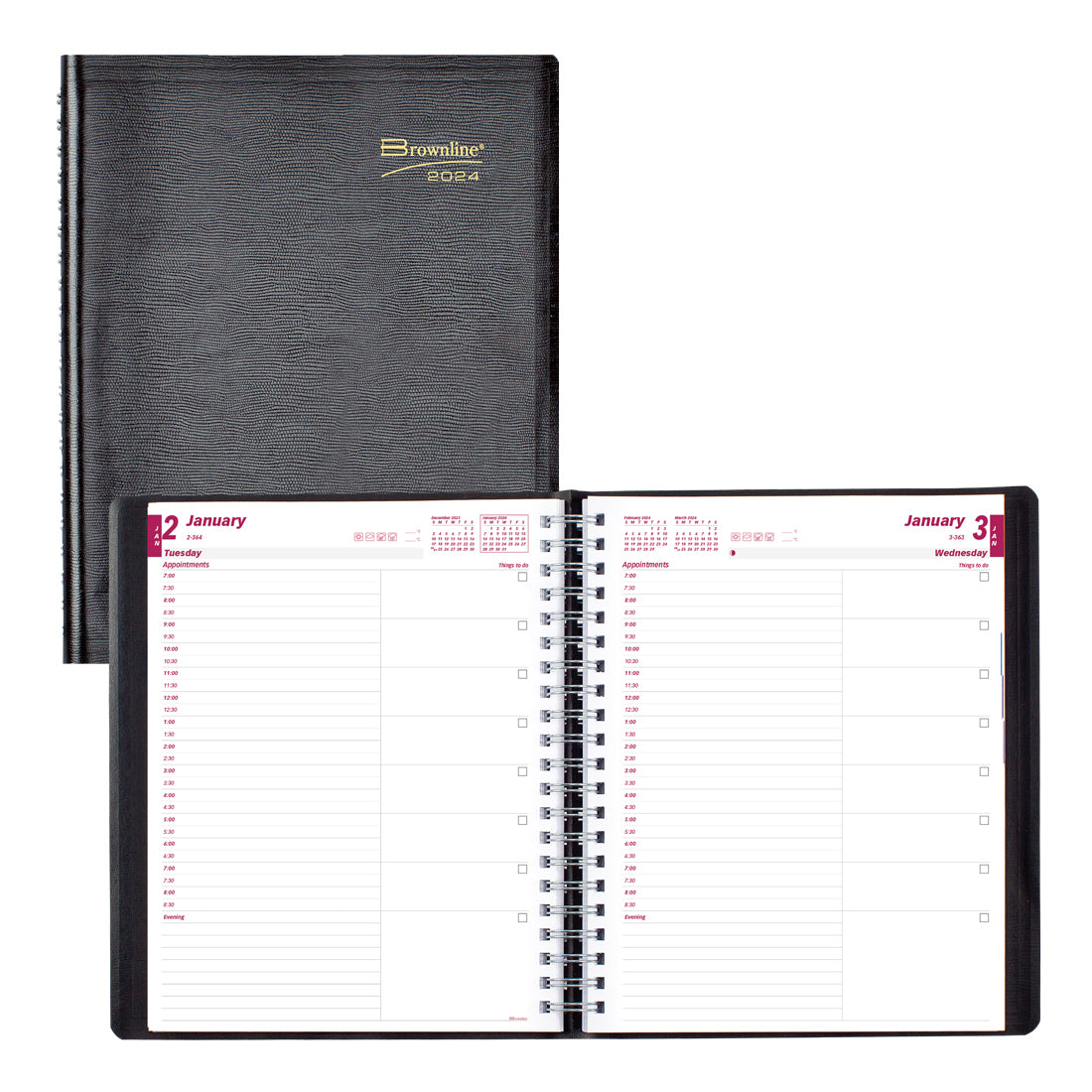 Essential Daily Planner 2024 Black