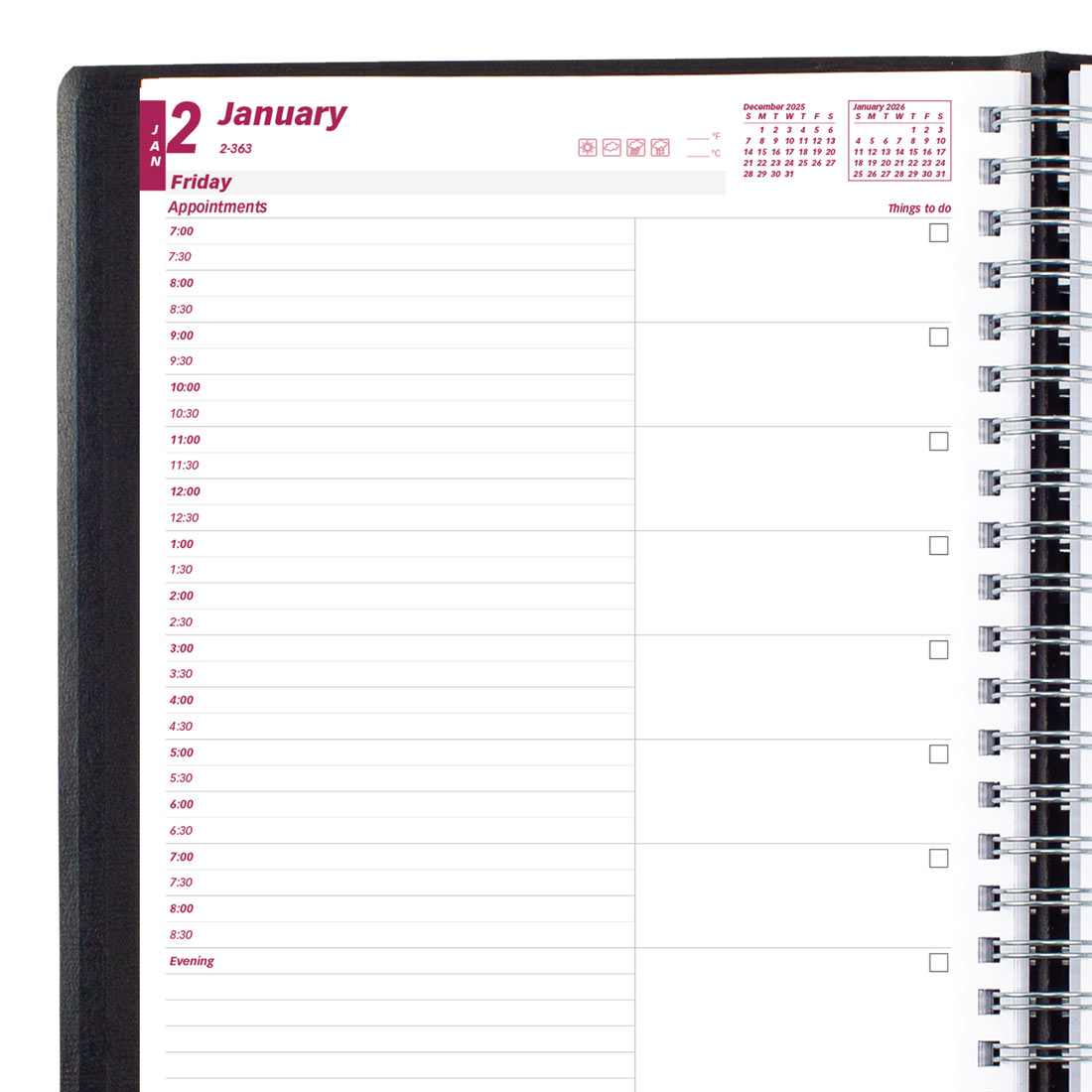 Brownline Essential Daily Planner, Black, 2026 CB965.BLK-26