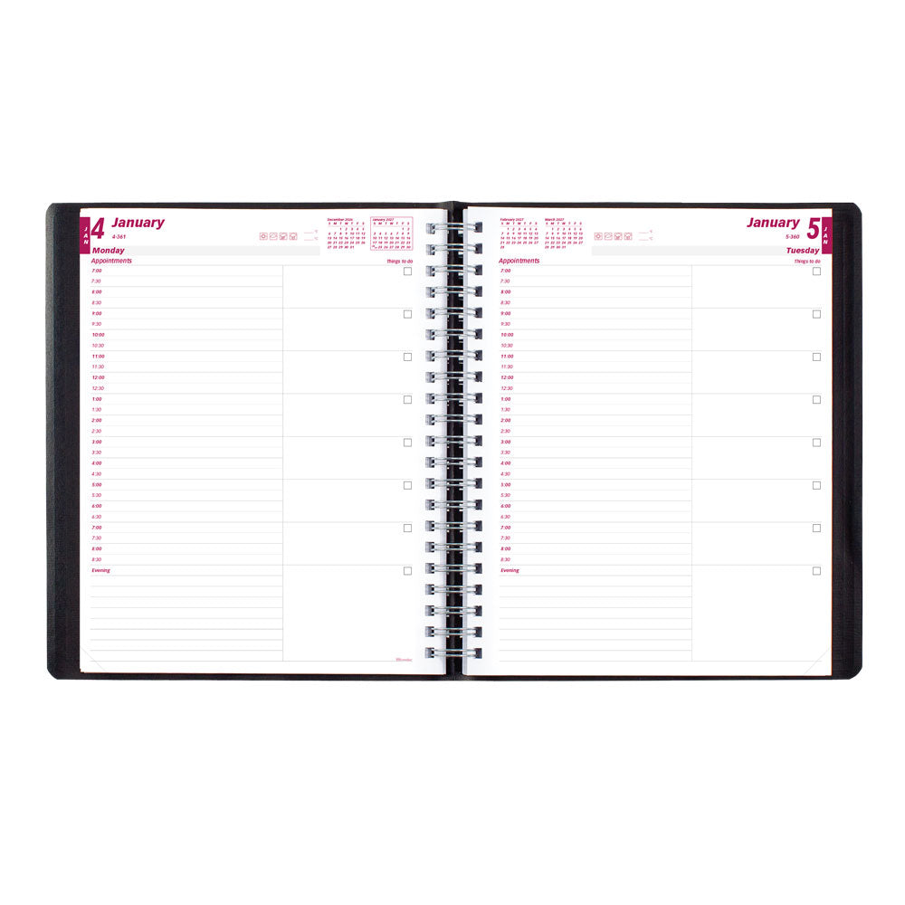 Essential Daily Appointment Book, 2027, Black CB965.BLK-27 Brownline