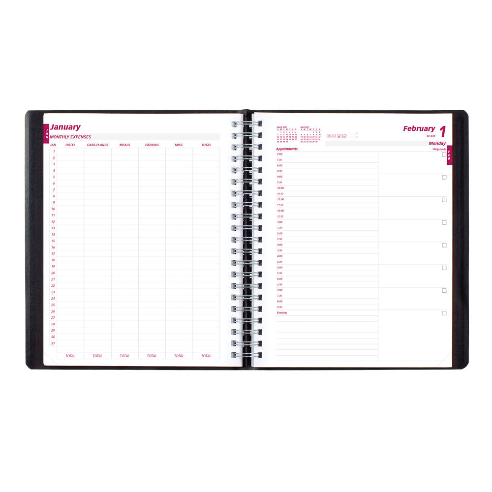 Essential Daily Appointment Book, 2027, Black CB965.BLK-27 Brownline