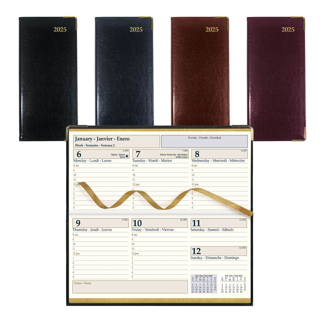 Executive Weekly Pocket Planner 2025, Assorted colors, CBE306.ASX