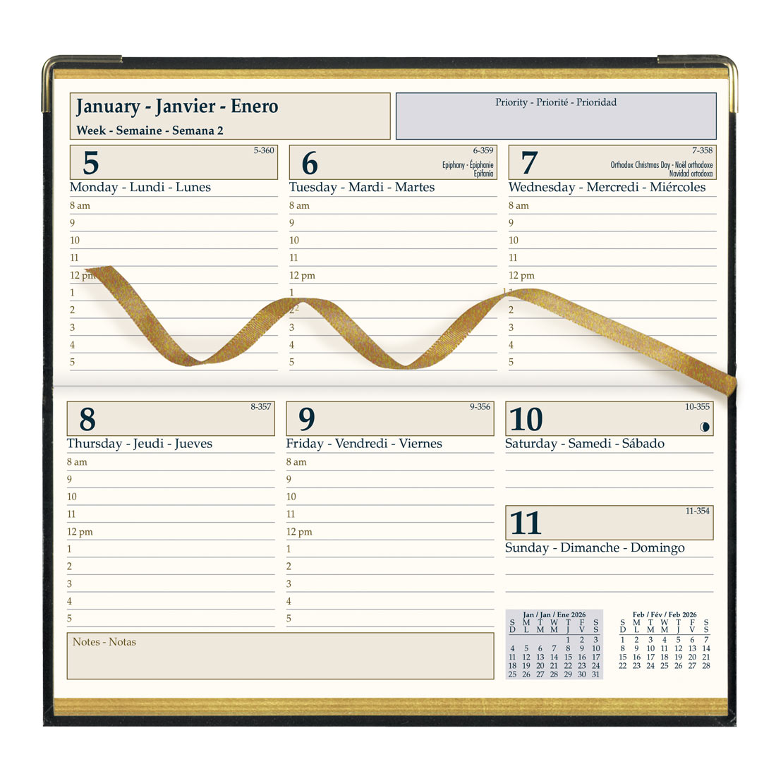 Brownline Executive Weekly Pocket Planner, Black, 2026 CBE306-26