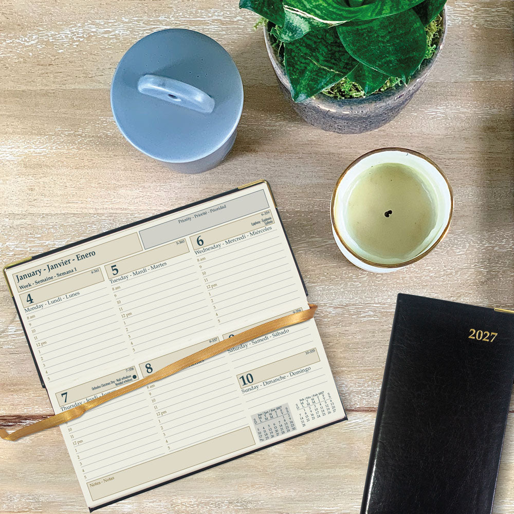 Executive Weekly Appointment Book, 2027, Trilingual, Black CBE306-27 Brownline