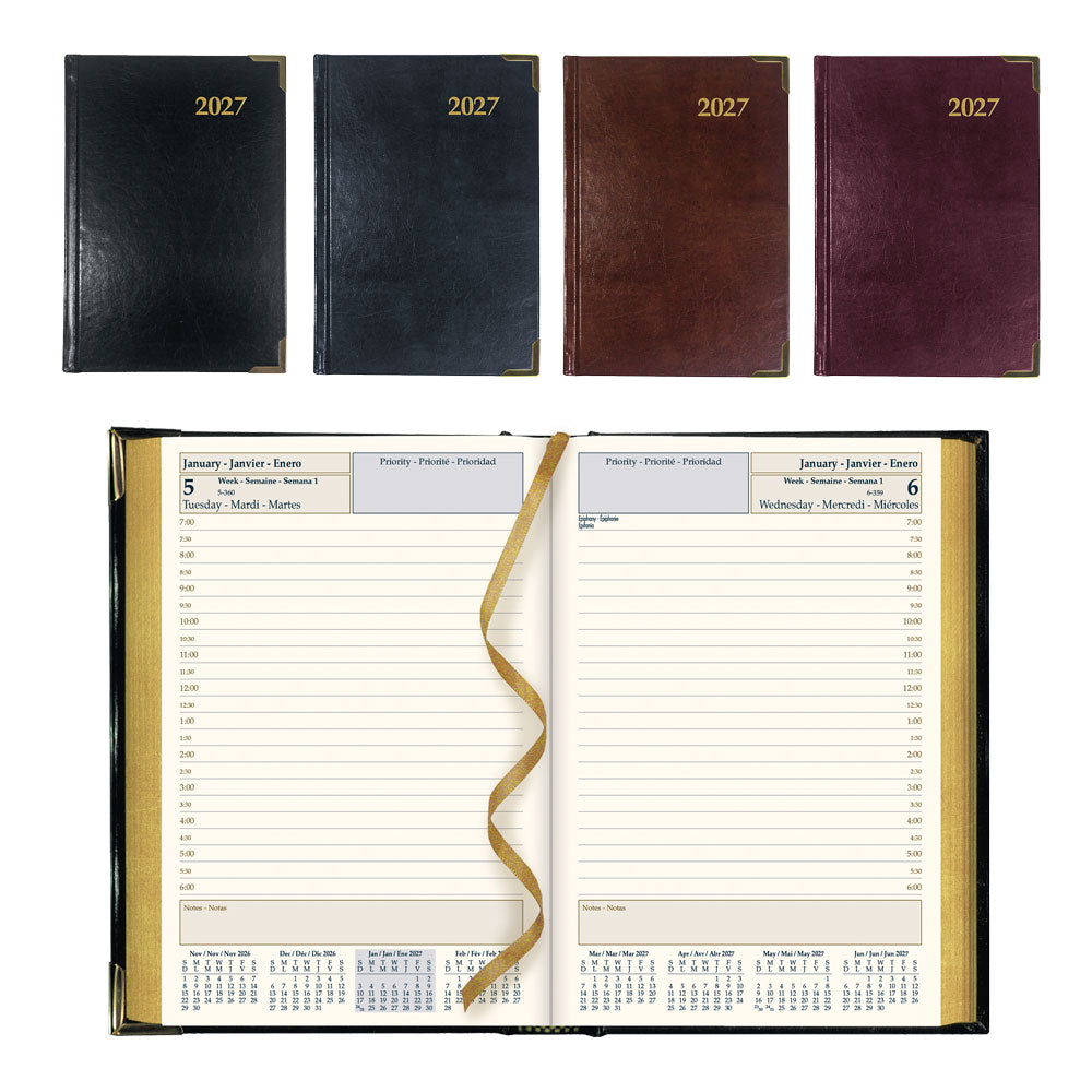 Executive Daily Appointment Book, 2027, Trilingual, Assorted CBE504.ASX-27 Brownline