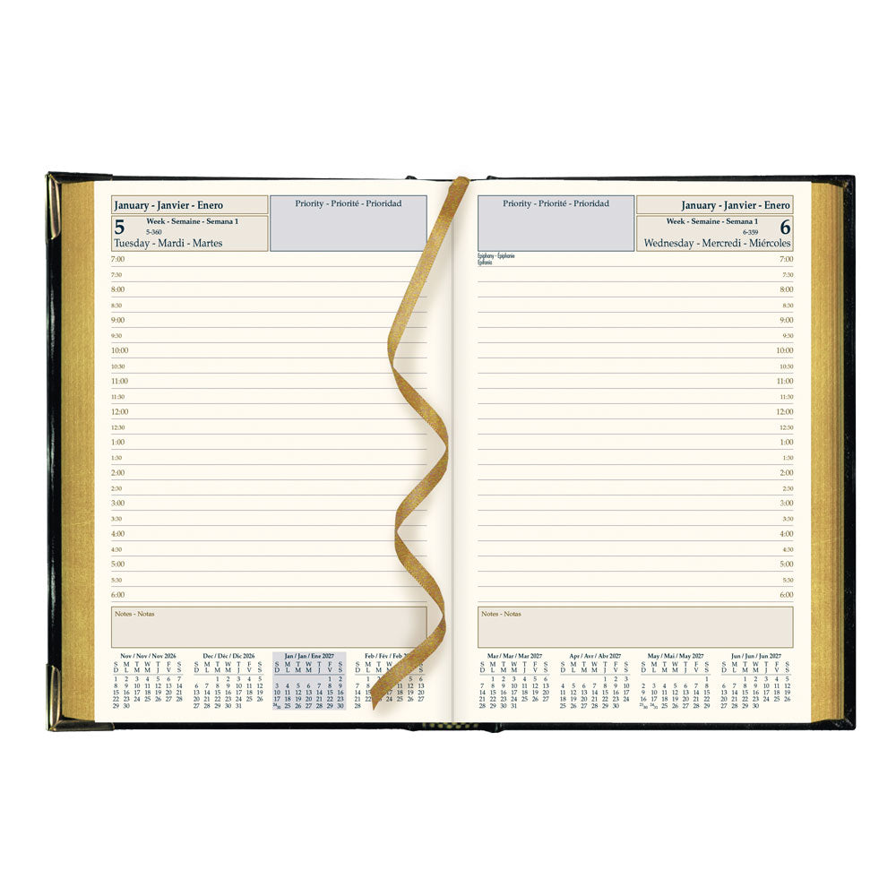 Executive Daily Appointment Book, 2027, Trilingual, Assorted CBE504.ASX-27 Brownline