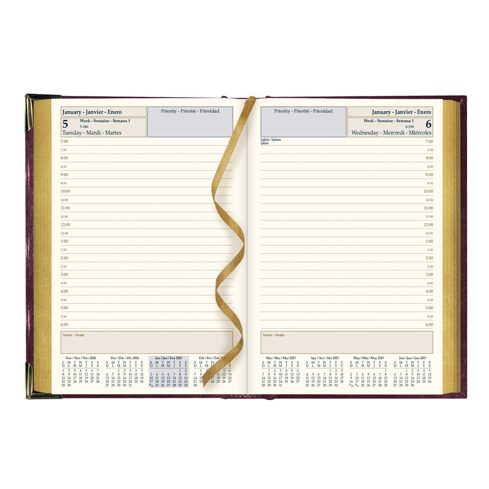 Executive Daily Appointment Book, 2027, Trilingual, Assorted CBE504.ASX-27 Brownline