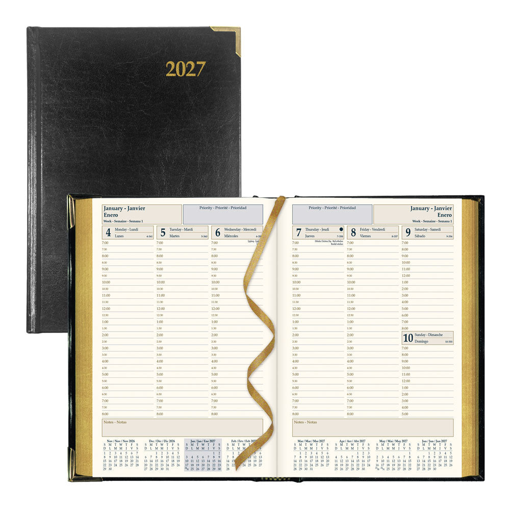 Executive Weekly Appointment Book, 2027, Trilingual, Black CBE507-27 Brownline