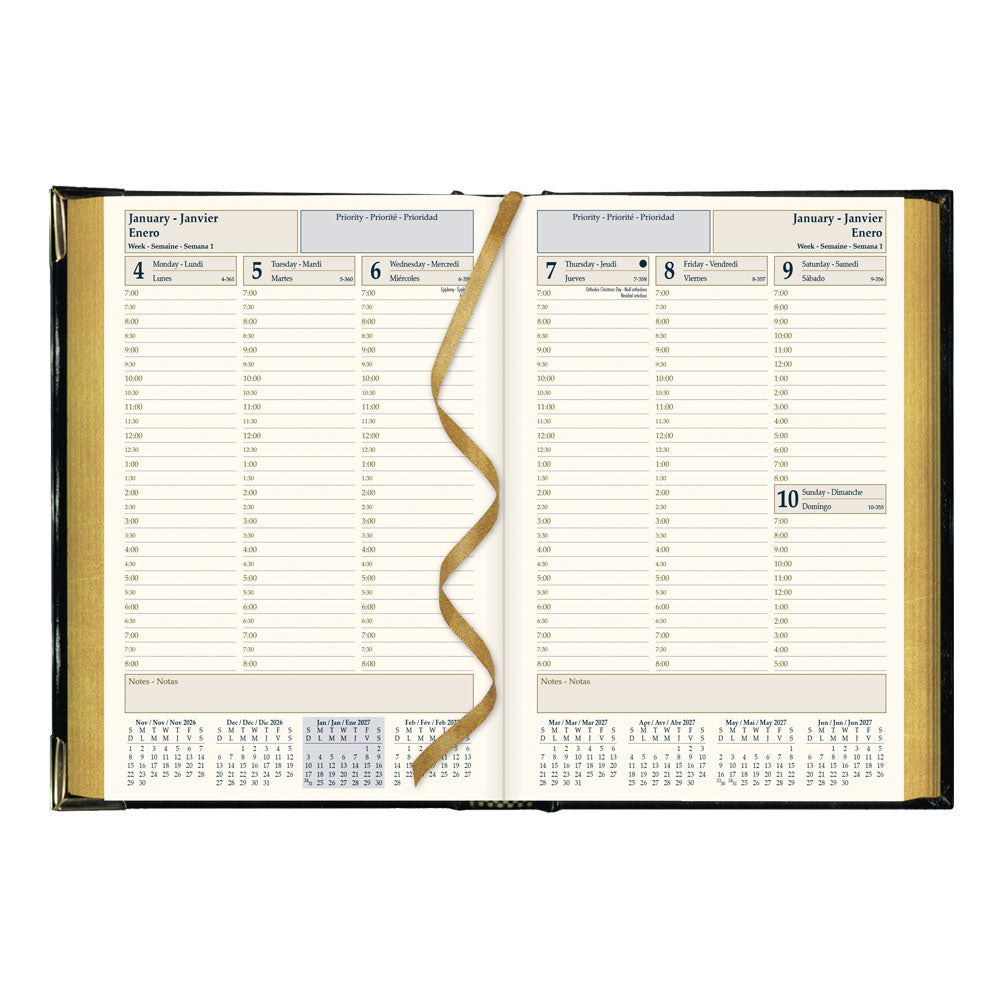 Executive Weekly Appointment Book, 2027, Trilingual, Black CBE507-27 Brownline