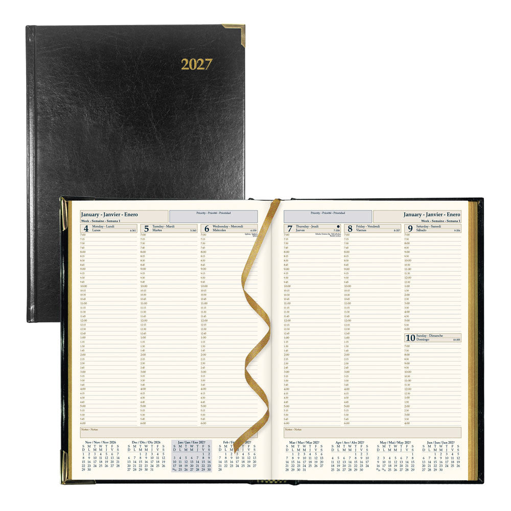 Executive Weekly Appointment Book, 2027, Trilingual, Black CBE512-27 Brownline
