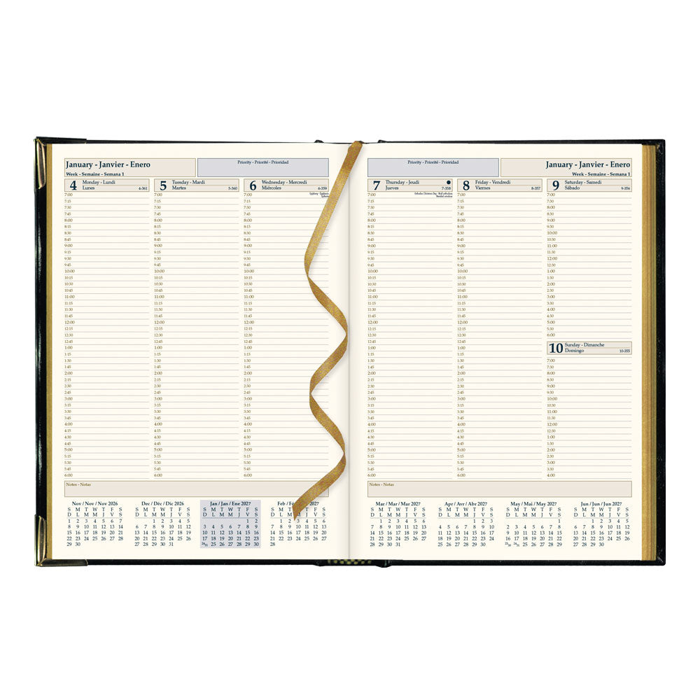Executive Weekly Appointment Book, 2027, Trilingual, Black CBE512-27 Brownline