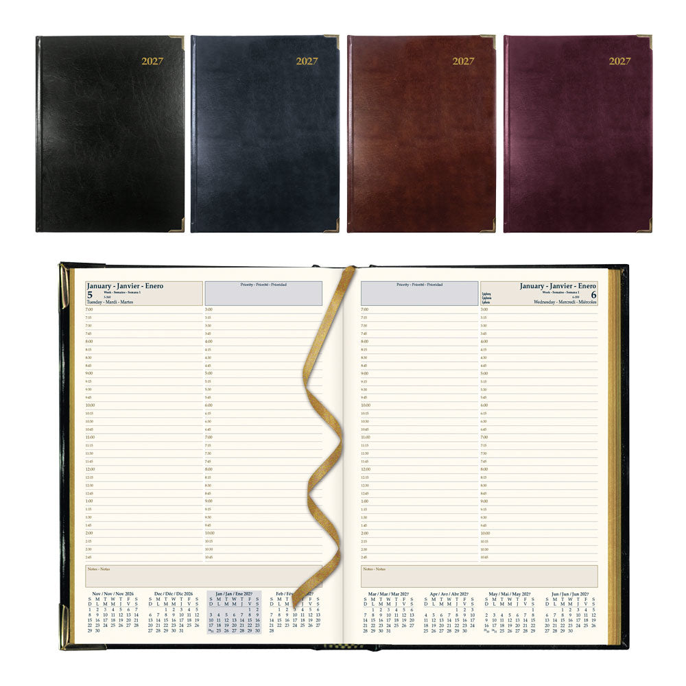 Executive Daily Appointment Book, 2027, Trilingual, Assorted CBE514.ASX-27 Brownline