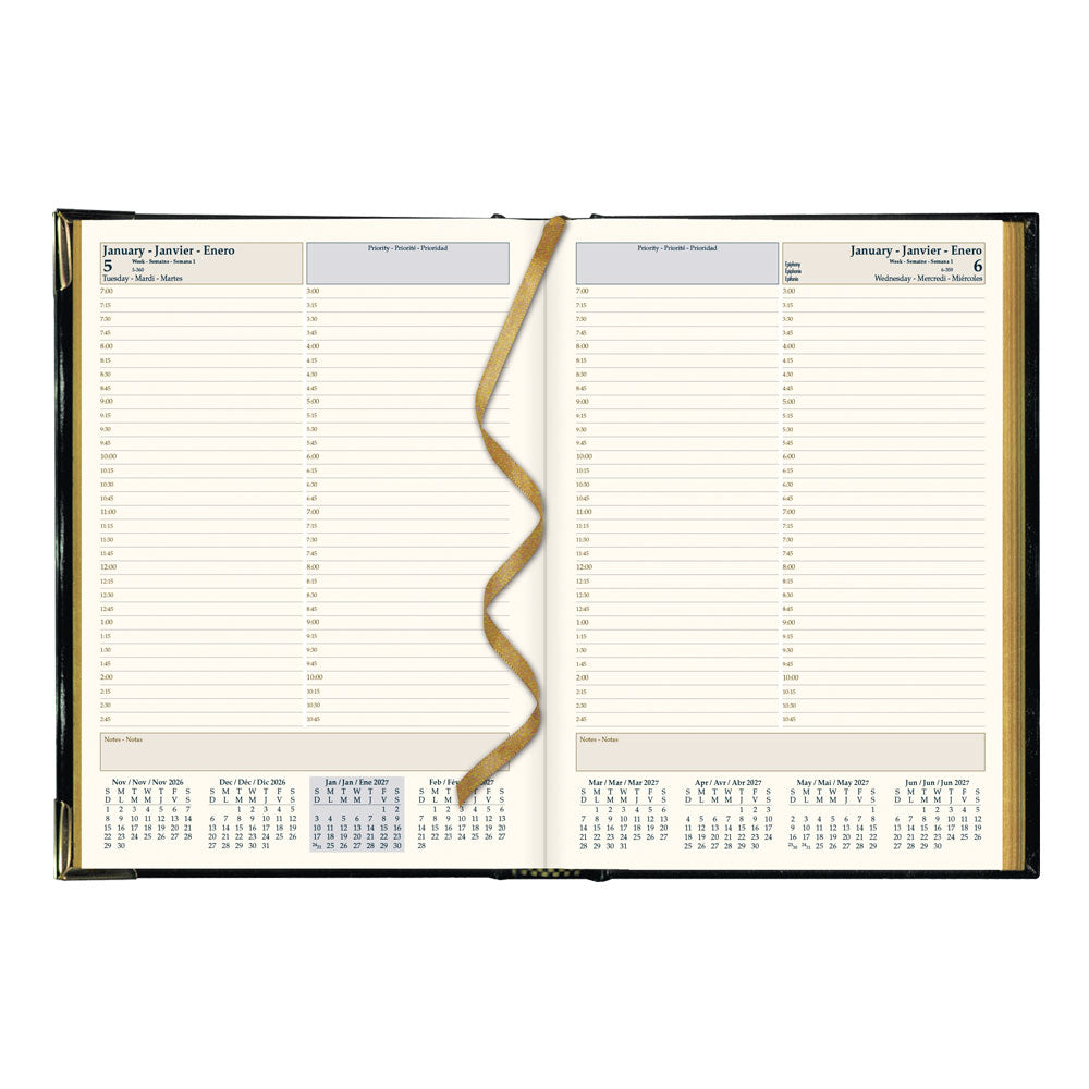 Executive Daily Appointment Book, 2027, Trilingual, Black CBE514-27 Brownline